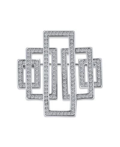 Bling Jewelry большая заявленная прямоугольная брошь-зажим для шарфа в стиле ар-деко с кубическим цирконием
