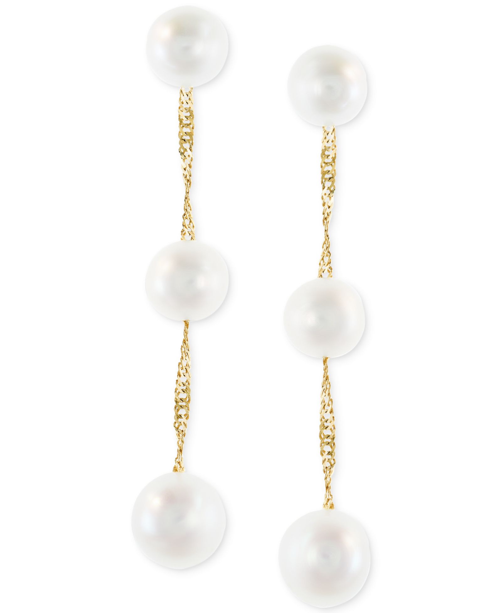 EFFY® Серьги Triple Drop из культивированного речного жемчуга, 14k Yellow, White or Rose Gold (5mm)
