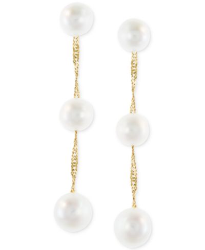 EFFY® Cultured Freshwater Pearl Triple Drop Earrings in 14k Yellow, White or Rose Gold (5mm)