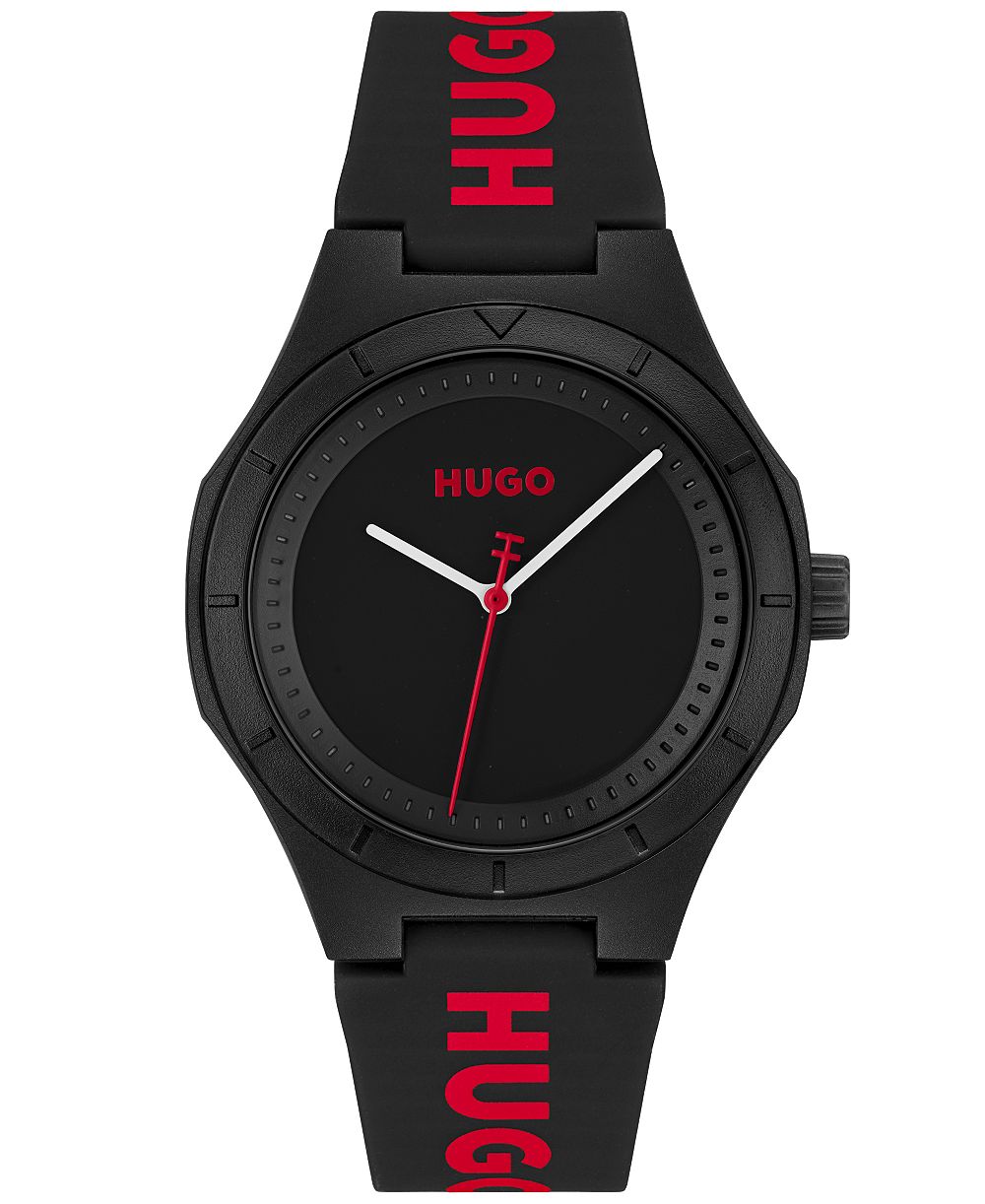 HUGO BOSS Men's Lit for Him Quartz Black Silicone Watch 42mm
