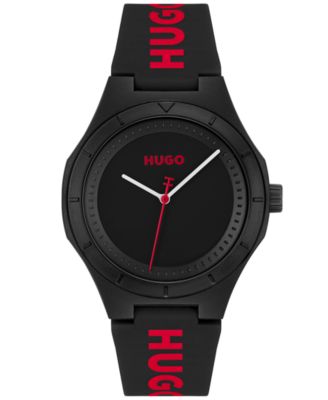 HUGO BOSS Men's Lit for Him Quartz Black Silicone Watch 42mm