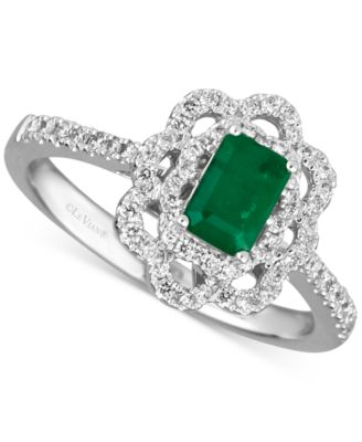 Le Vian® Costa Smeraldas Emeralds (3/8 ct. t.w.) & Vanilla Diamond (1/3 ct. t.w.) Halo Ring in Platinum