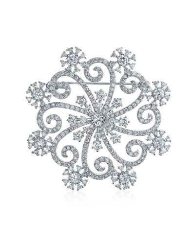 Брошь-булавка Bling Jewelry с цирконием в виде снежинки для праздника