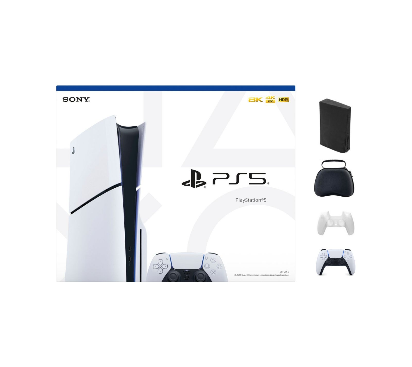 Sony - PlayStation 5 1TB Slim Console - White With Accessories & White Controller (Total 2 Controllers Included)