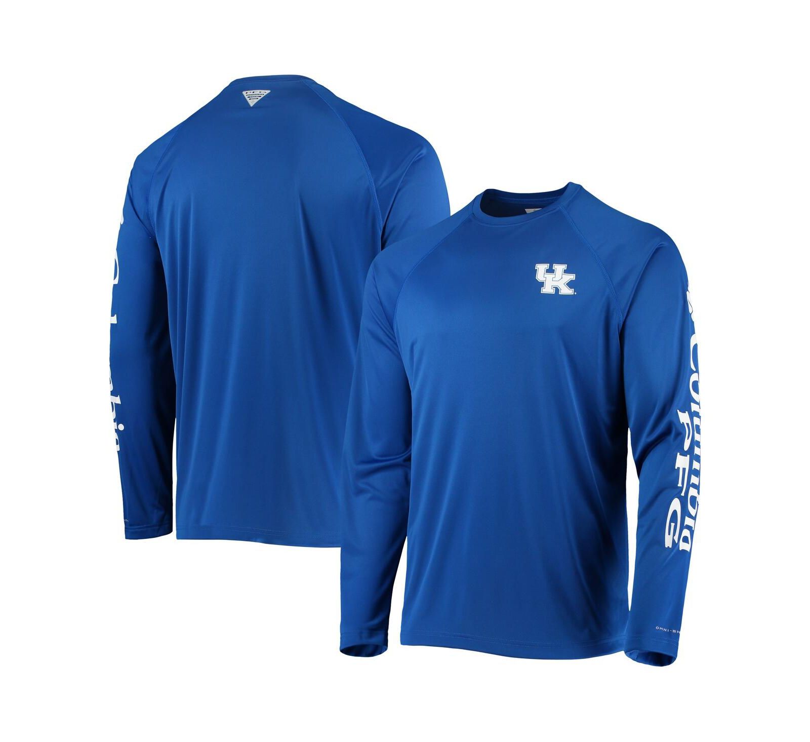 Men's Columbia Royal Kentucky Wildcats Terminal Tackle Omni-Shade Raglan Long Sleeve T-shirt