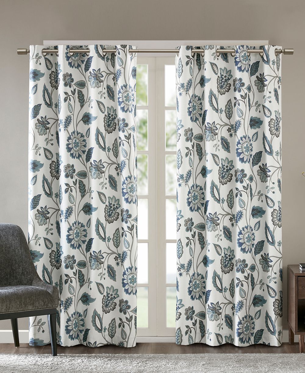 SunSmart Camille Jacquard Room Darkening Curtain for Bedroom, Width 50 length 95 inches Single Panel, 1 Window Panel