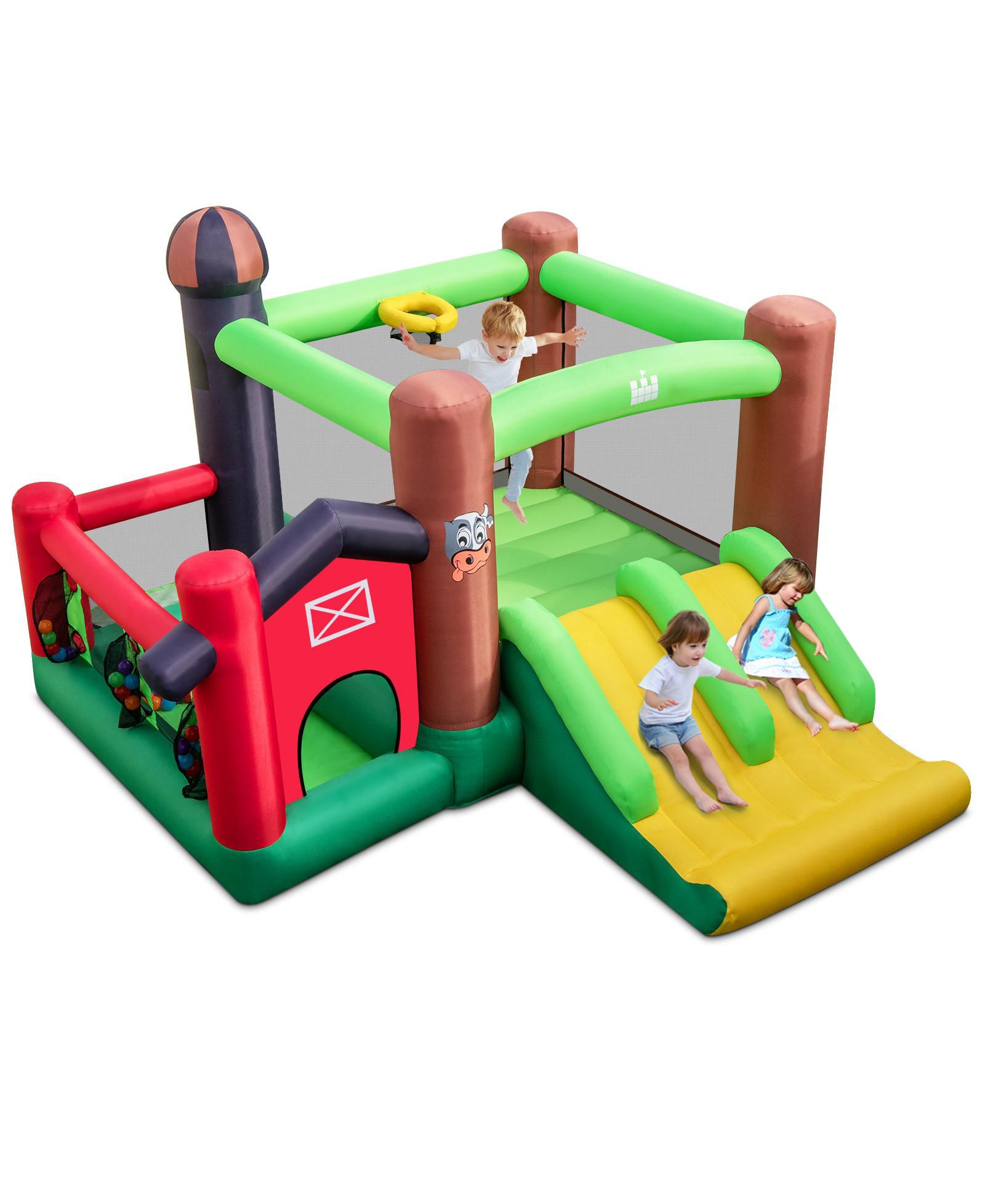 Надувной батут 6 in 1 с двойными горками и Climbing Wall для детей