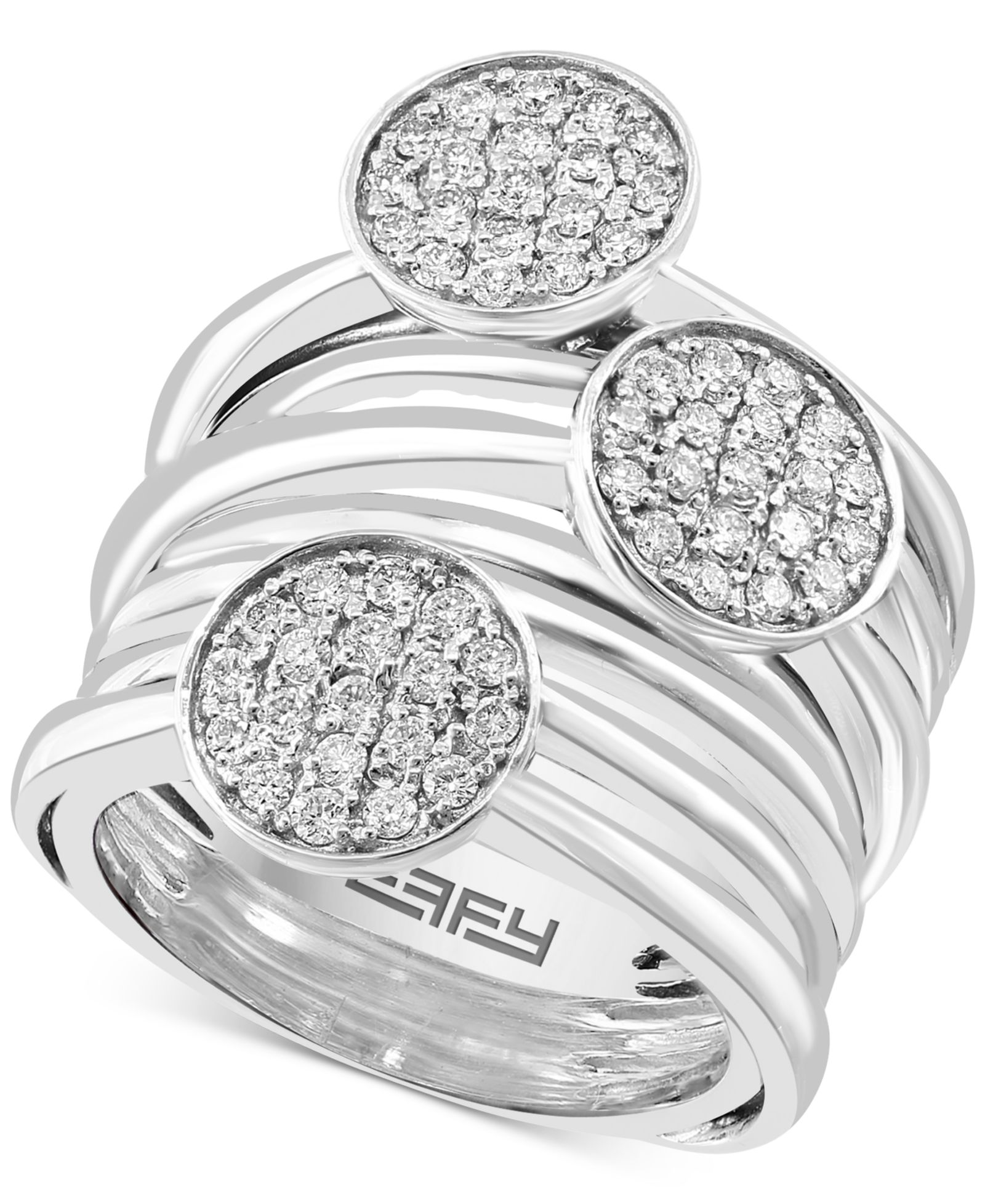 Кольцо EFFY® Diamond Disc Cluster Multirow Statement (5/8 ct. t.w.) из стерлингового серебра