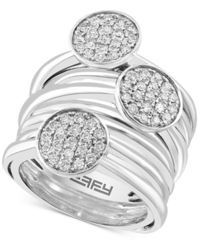 Кольцо EFFY® Diamond Disc Cluster Multirow Statement (5/8 ct. t.w.) из стерлингового серебра