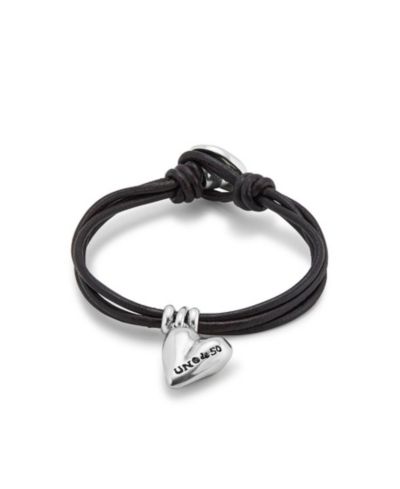 Браслет UNOde50 Sterling Silver Heart Charm 4 Leather