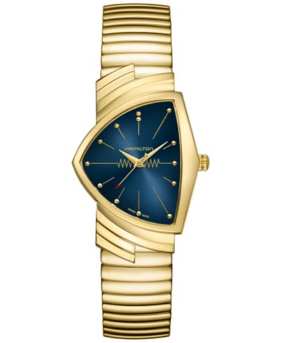 Hamilton Женские Swiss Ventura Gold PVD Stainless Steel Bracelet Watch 32x50mm