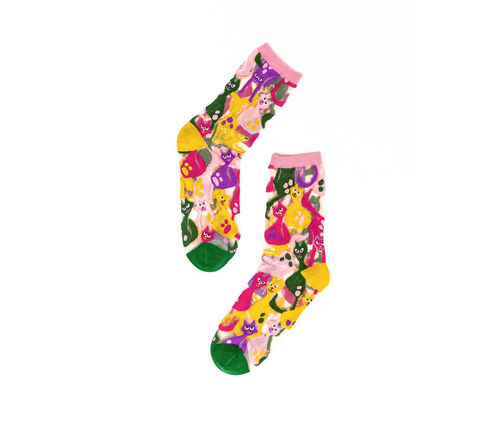 Sock Candy Women's Dopamine Cats Sheer Sock