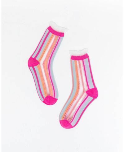 Носки Sock Candy Women's Candy Stripe Ruffle Sheer