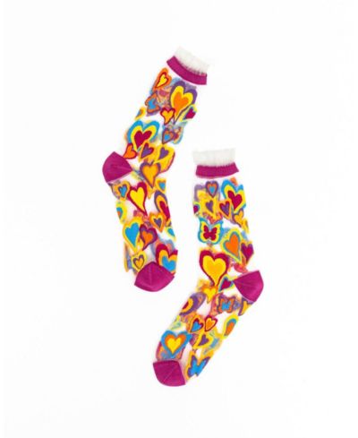 Прозрачный носок Sock Candy Женский Y2K Hearts Ruffle