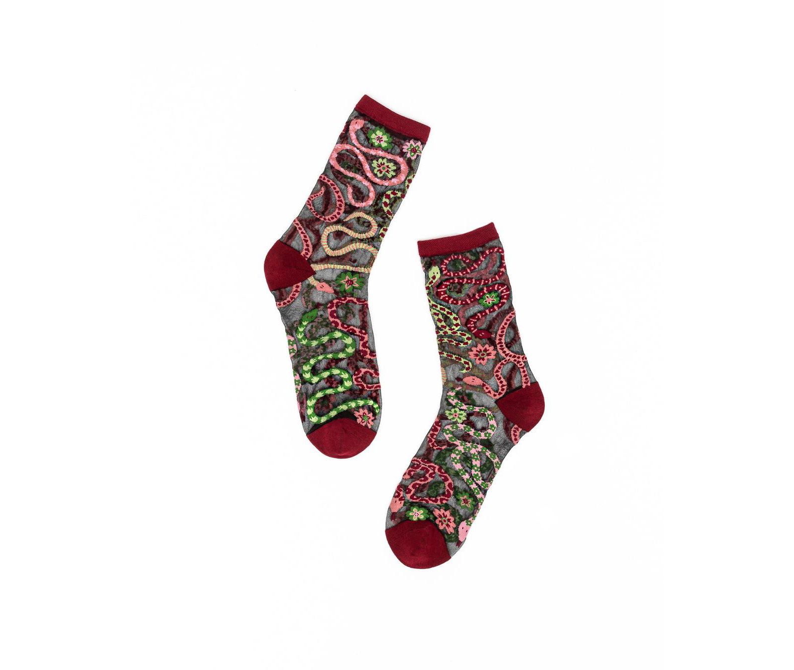 Sock Candy Женские прозрачные носки Serpentine Floral Black