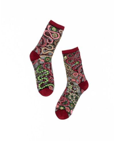Sock Candy Женские прозрачные носки Serpentine Floral Black