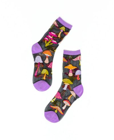 Черные прозрачные носки Sock Candy Women's Magic Mushrooms Black Sheer Sock