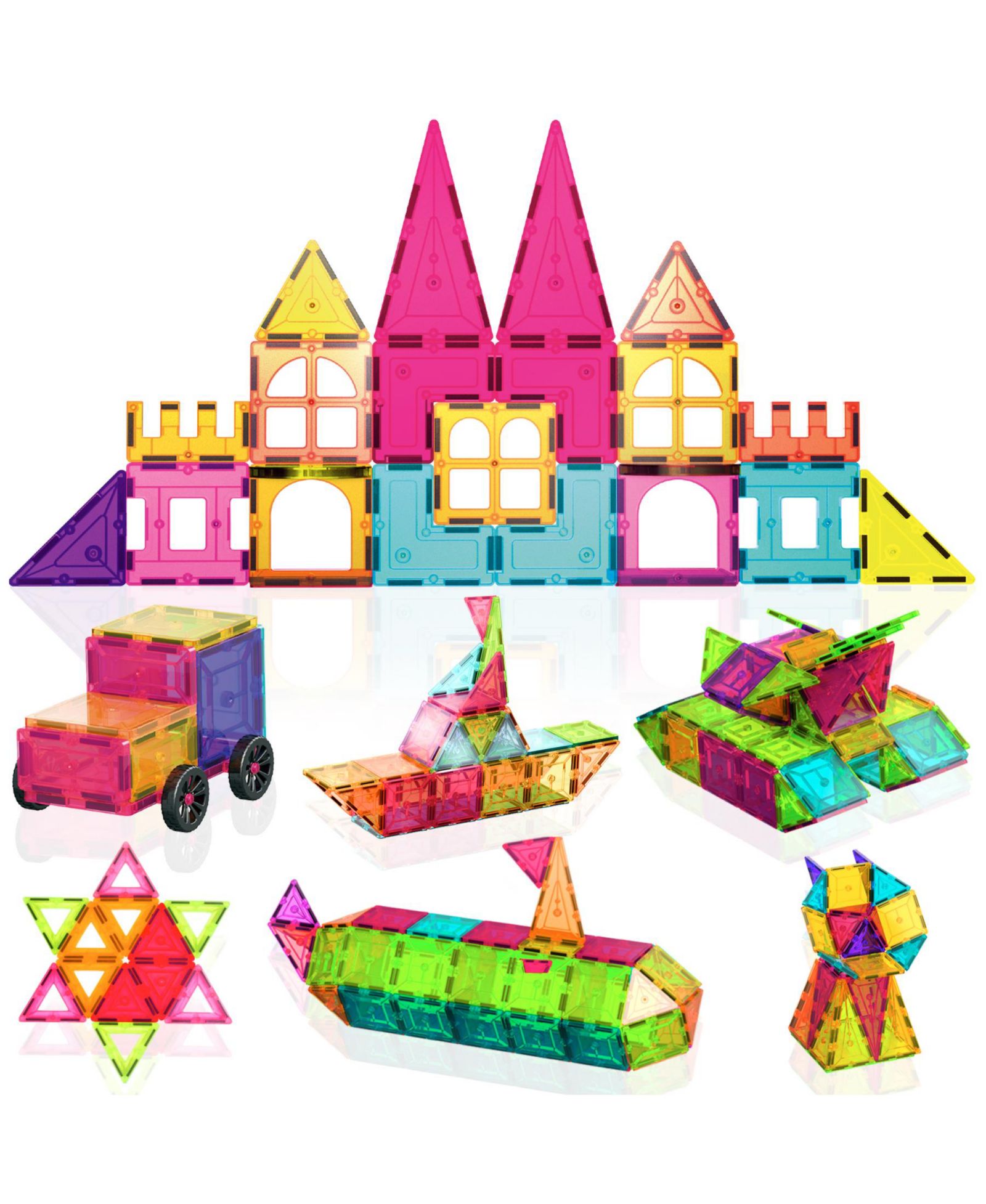 Магнитные строительные блоки Contixo ST4 - Kids Toy Magnet Tiles - 112 PCS 3D STEM
