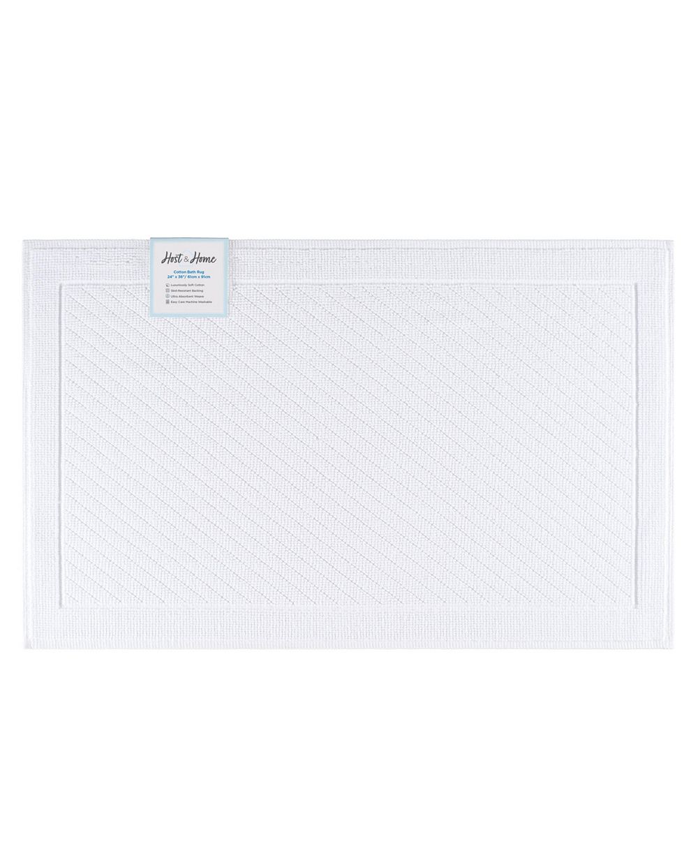 Arkwright Home Textured Woven Cotton Bath Rug with Slip-Resistant Backing