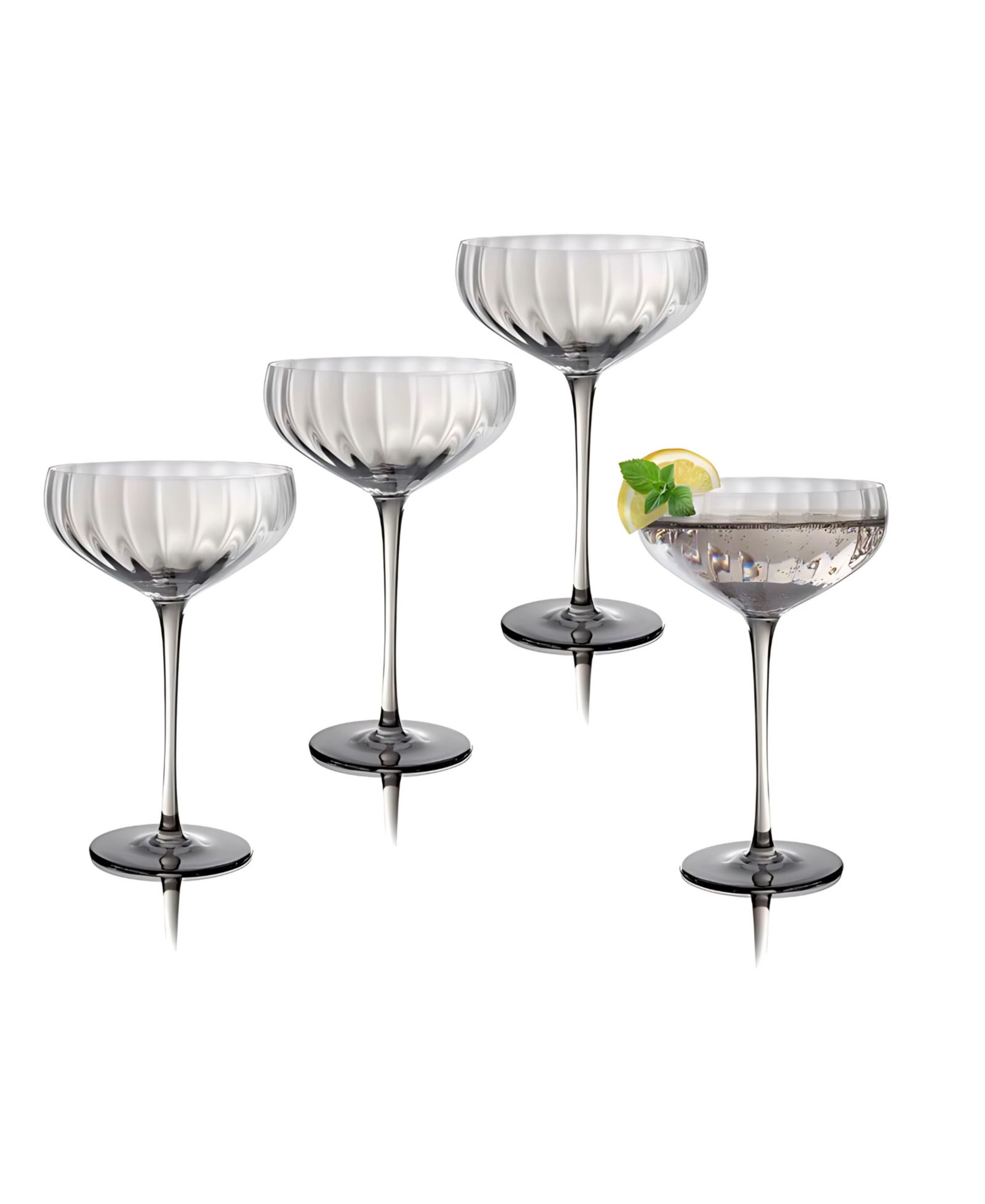 Qualia Glass Modern Coupe Glasses, Set of 4