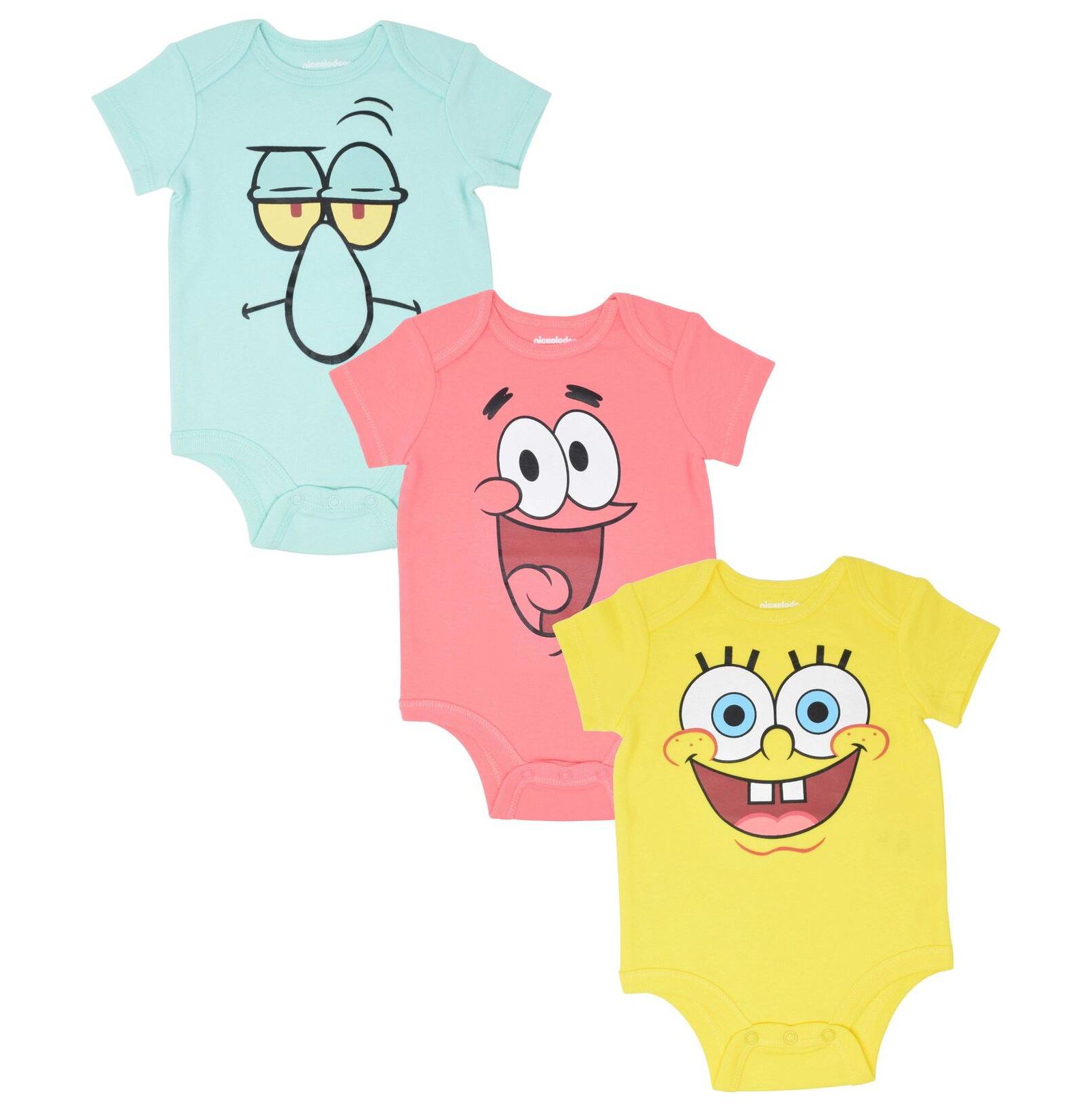 SpongeBob SquarePants Patrick Squidward Boys 3 Pack Bodysuits Infant