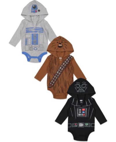 Star Wars Baby Boys Darth Vader R2-D2 Chewbacca 3 Pack Bodysuits