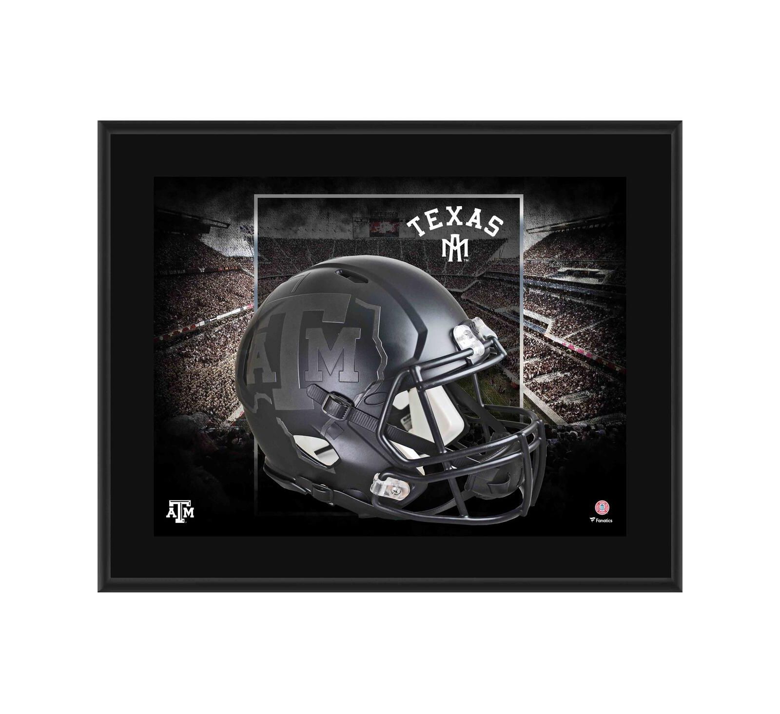 Texas A&M Aggies 10.5" x 13" Black Matte Alternate Helmet Sublimated Plaque