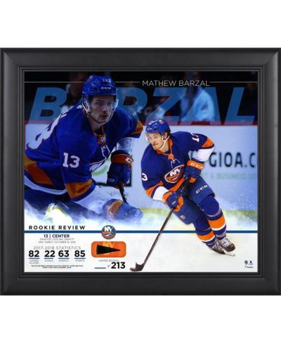 Mathew Barzal New York Islanders Коллаж в рамке 15" x 17" с кусочком игрового шайбы - Limited Edition 213