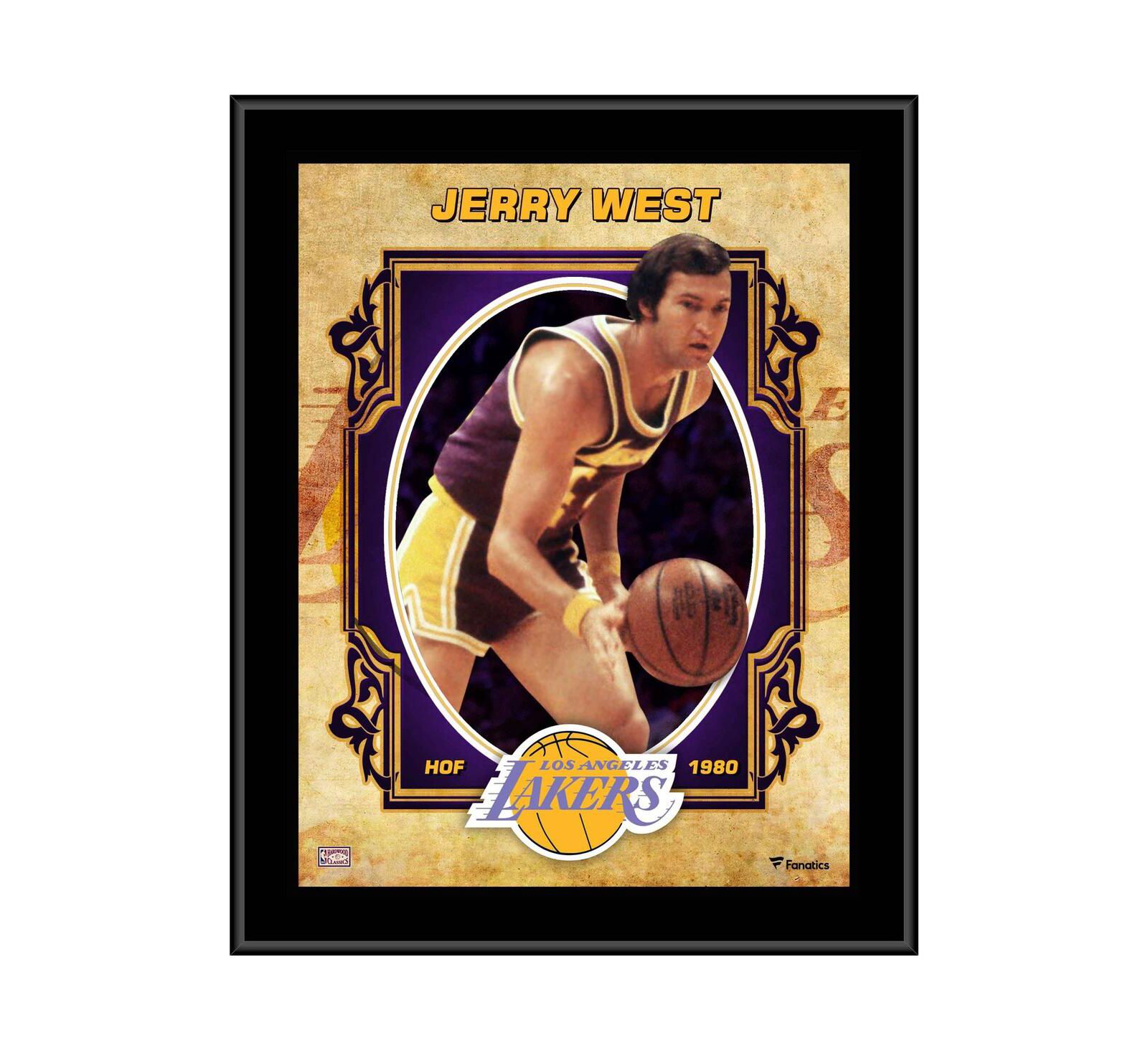 Jerry West Los Angeles Lakers игровая табличка Hardwood Classics