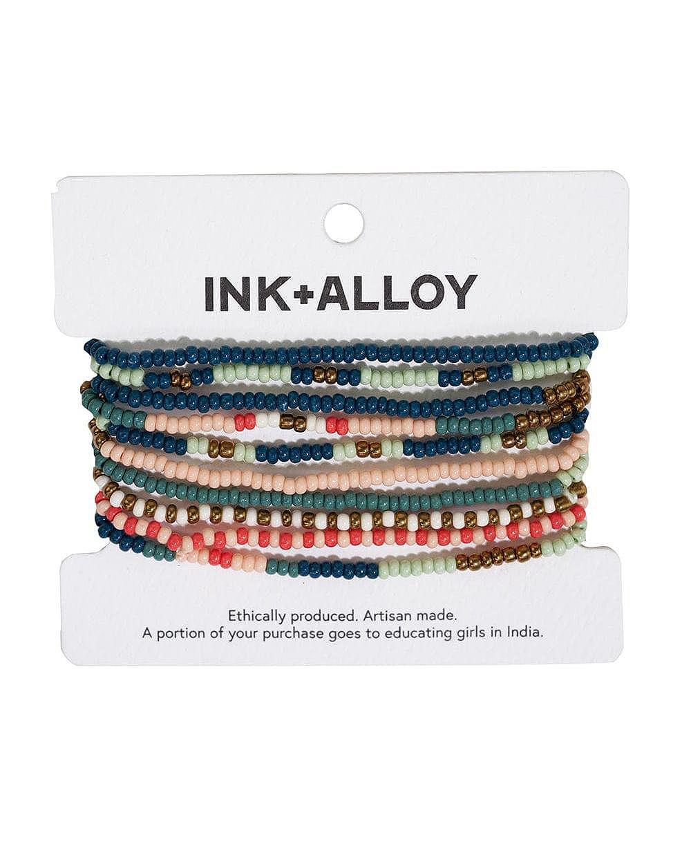 INK + ALLOY Sage 10 Stranded Beaded Stackable Stretch Bracelets