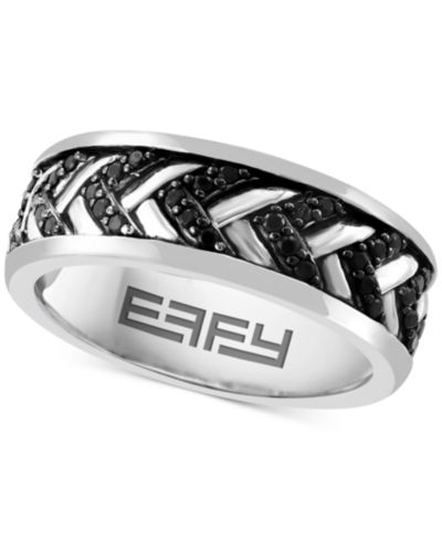Мужское кольцо-band EFFY® Black Spinel Chevron из Sterling Silver