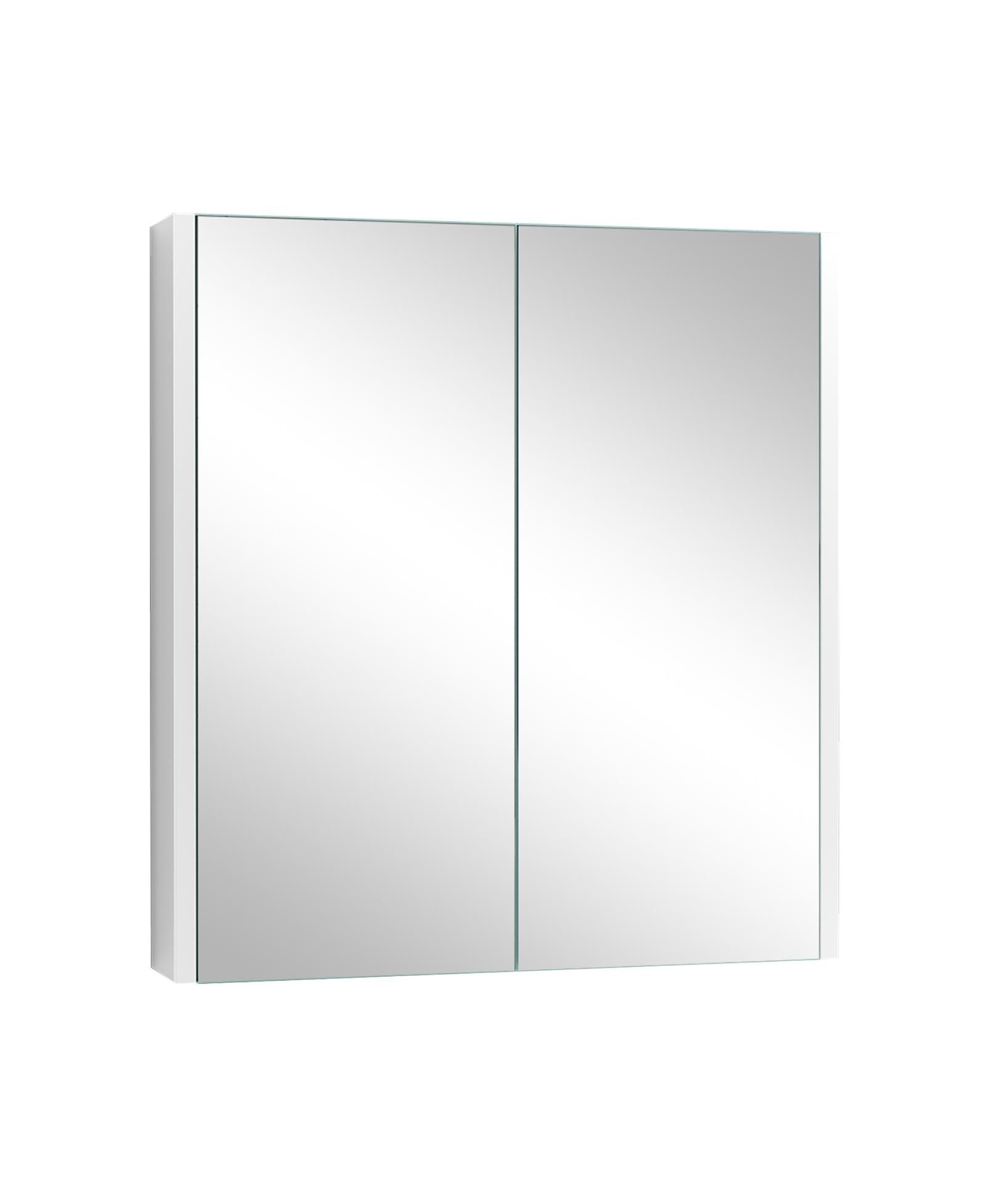 SUGIFT MDF 2-Tier Wall-Mounted Storage Cabinet with Double Mirror Doors