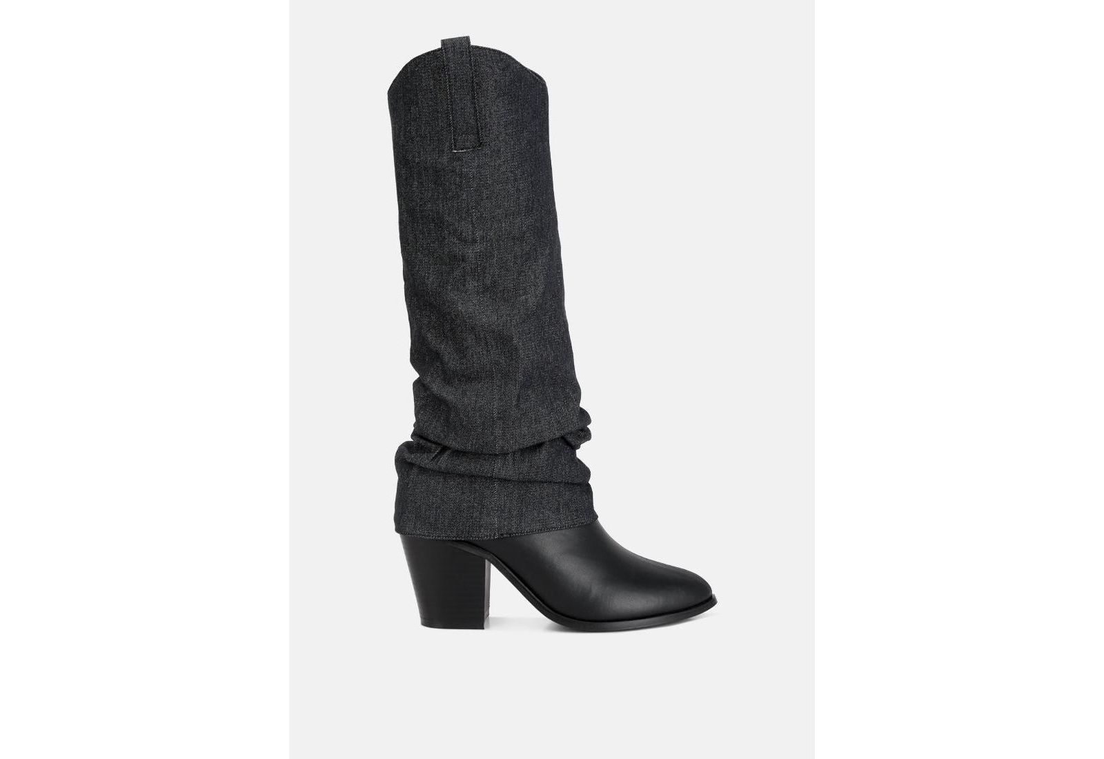 Womens fab cowboy boots with denim sleeve detail