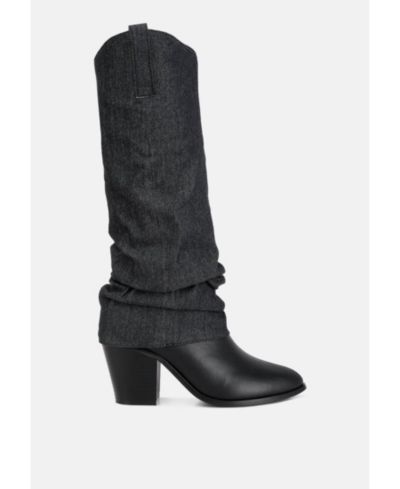 Womens fab cowboy boots with denim sleeve detail