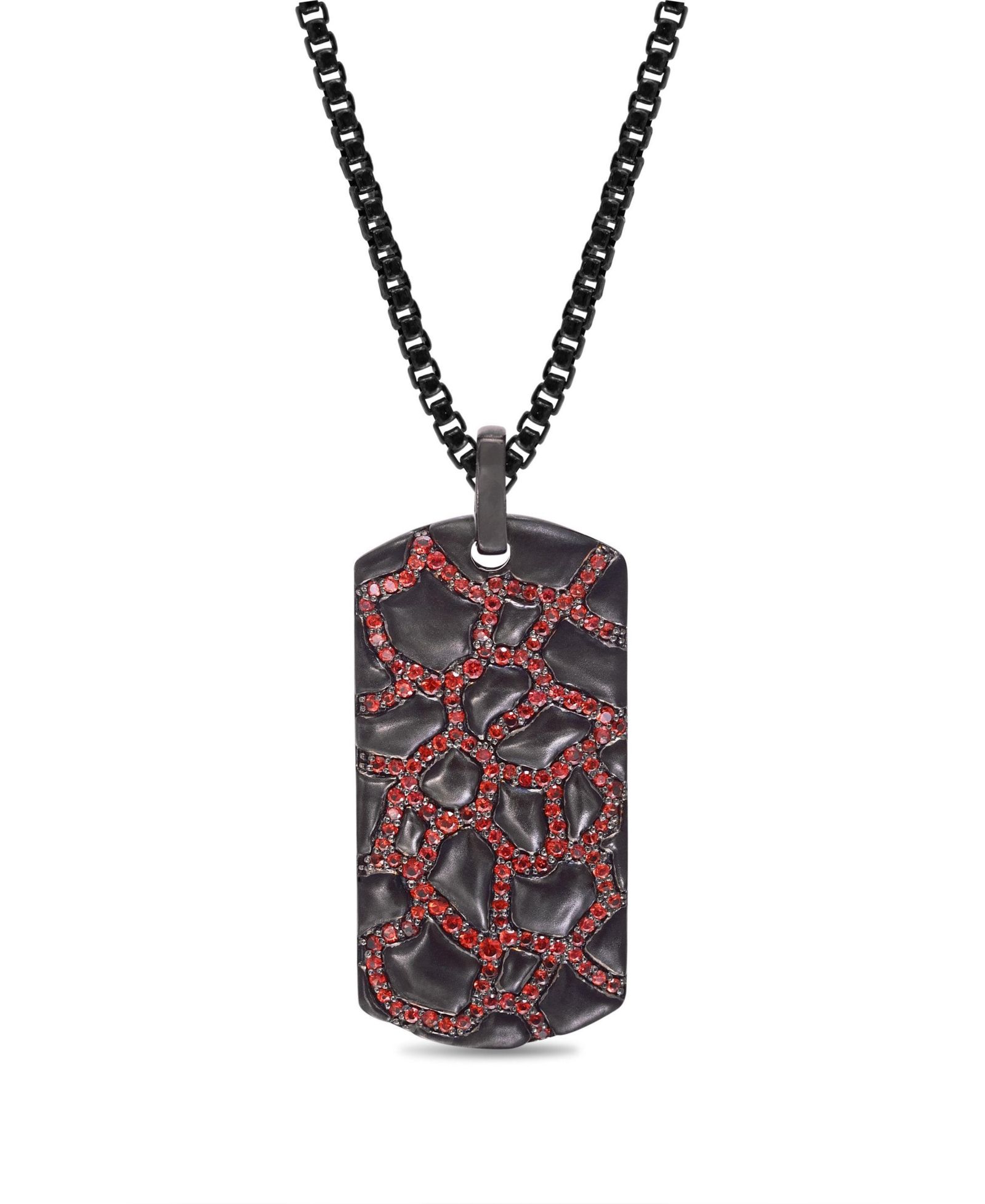 Подвеска LuvMyJewelry Sterling Silver Garnets Fiery Ascent Design Rhodium Plated Tag Chain
