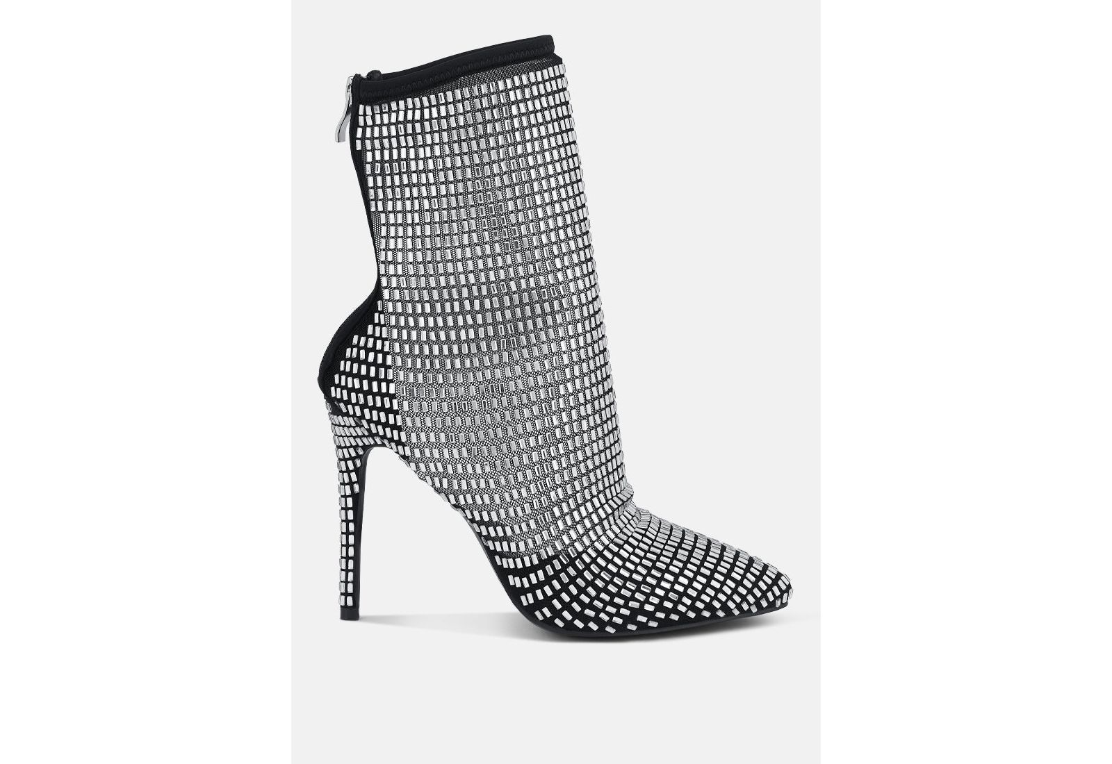 London Rag Womens Fortunate Rhinestones Embellished Mesh Boots