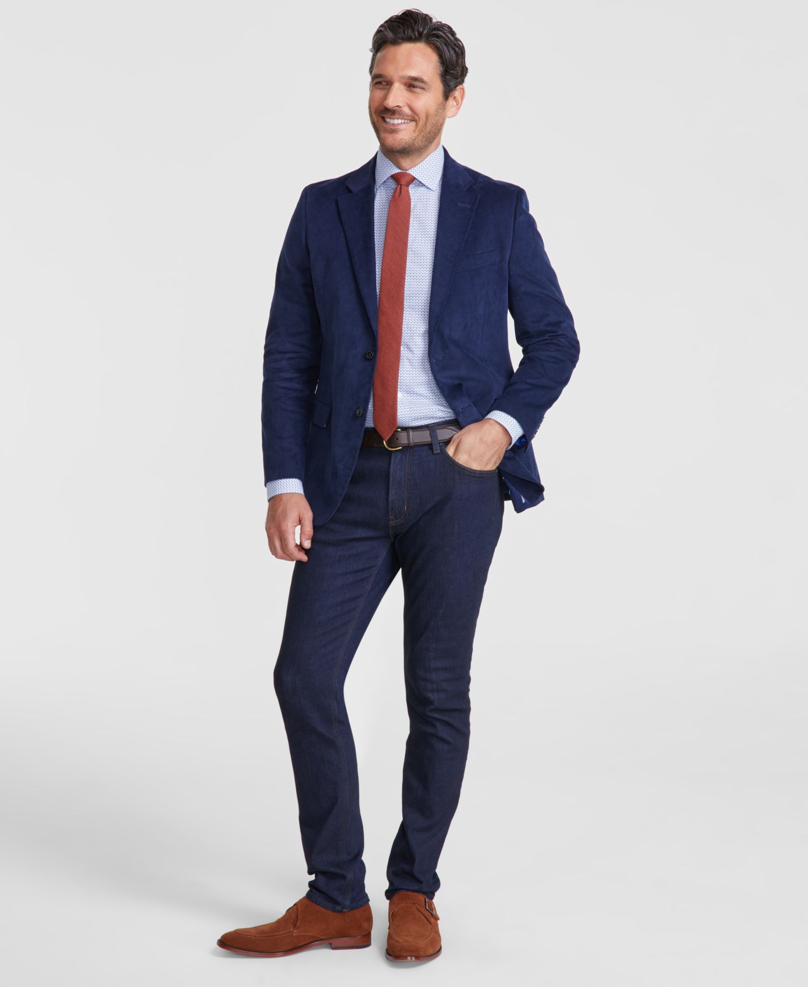 Nautica Men's Modern-Fit Solid Stretch Corduroy Elbow Patch Sport Coat