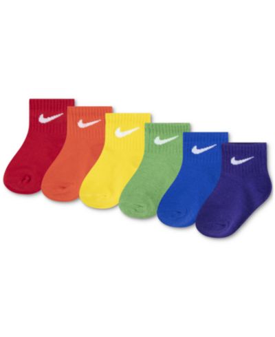 Nike Baby and Toddler Boys' and Baby Girls' Swoosh Ankle Socks, 6-Pack