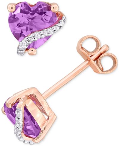 Macy's кулон-подвеска Amethyst & Diamond Accent Swirl из стерлингового серебра с напылением Rose-Plated