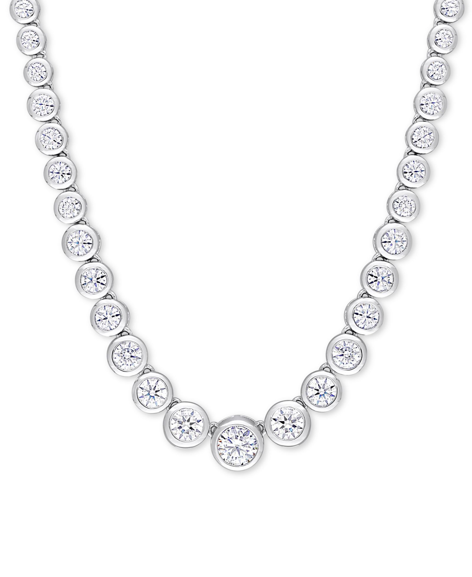 Macy's Ожерелье Tennis с градиентным Moissanite в серебряном покрытии