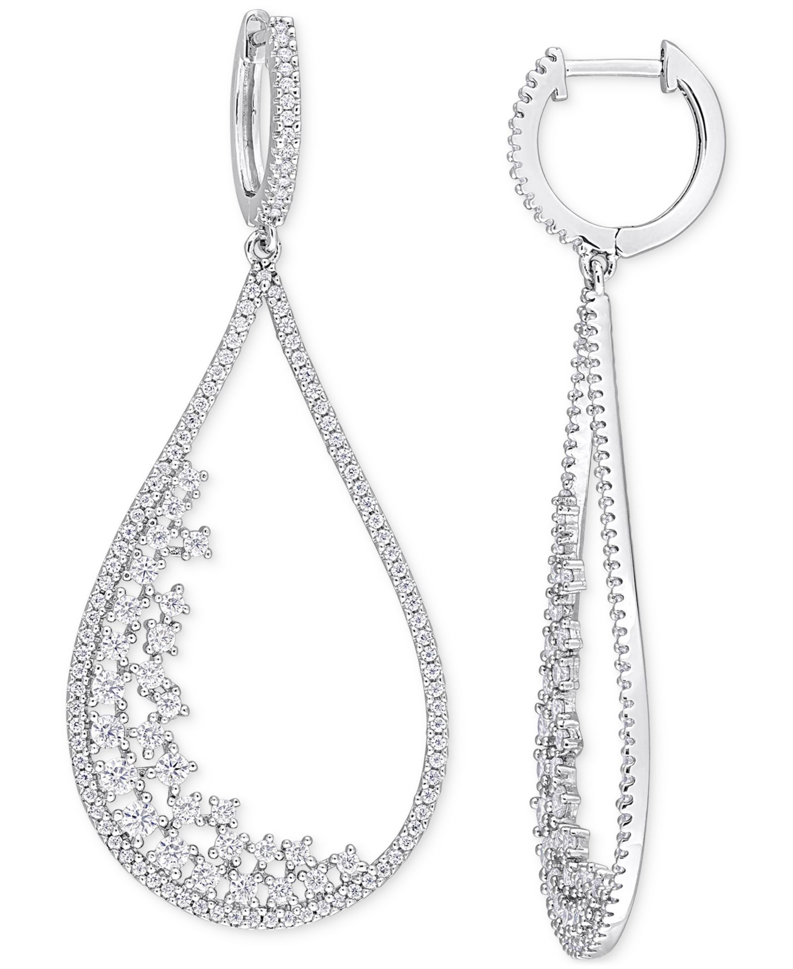 Серьги-подвески Moissanite Scatter Cluster Teardrop Drop (1-5/8 ct. t.w.) в Sterling Silver