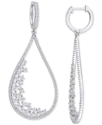 Серьги-подвески Moissanite Scatter Cluster Teardrop Drop (1-5/8 ct. t.w.) в Sterling Silver