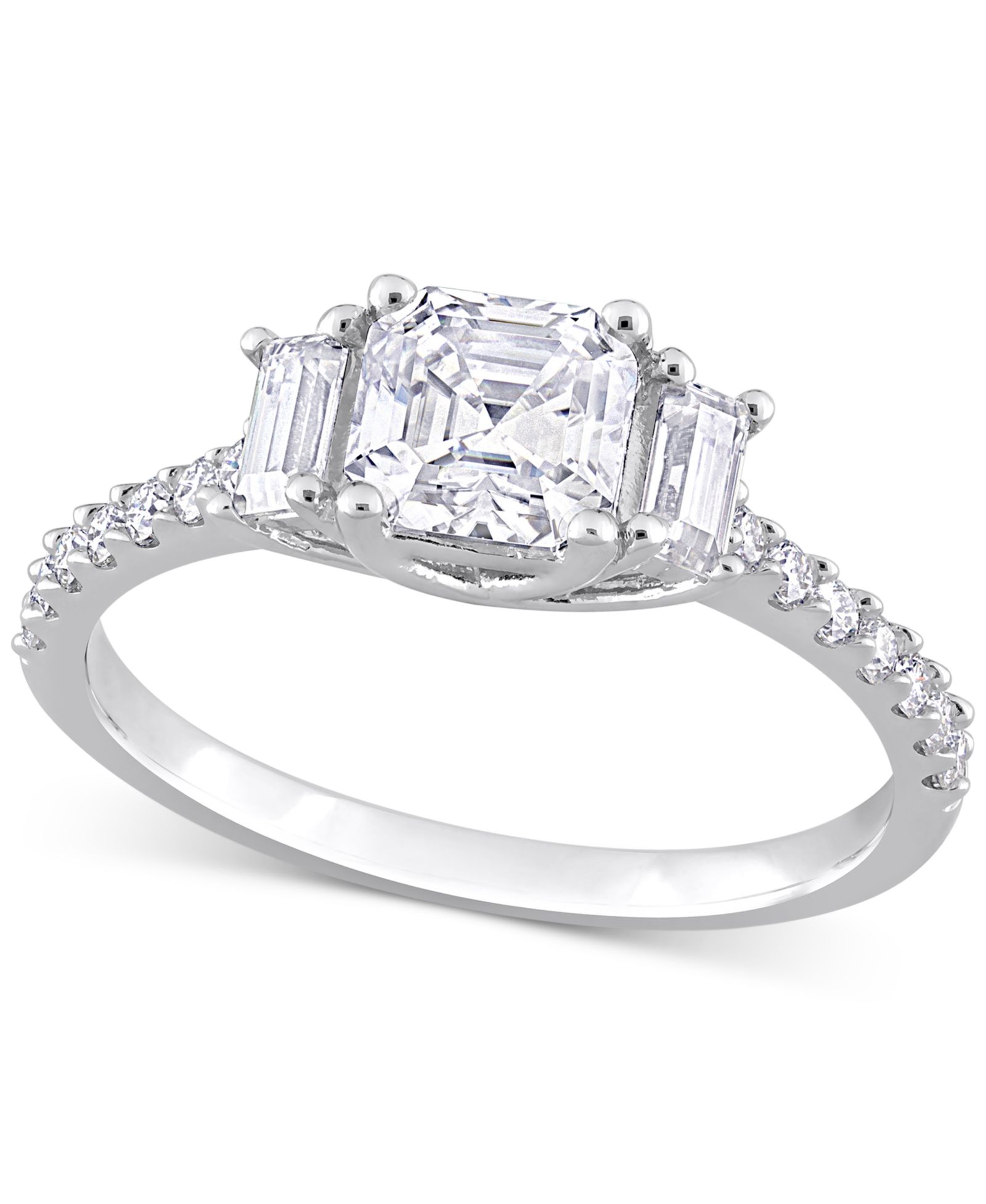 Moissanite (1-1/3 ct. t.w.) Three Stone Ring in Sterling Silver