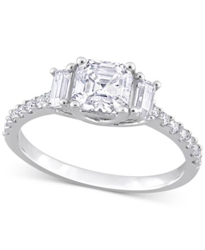Moissanite (1-1/3 ct. t.w.) Three Stone Ring in Sterling Silver