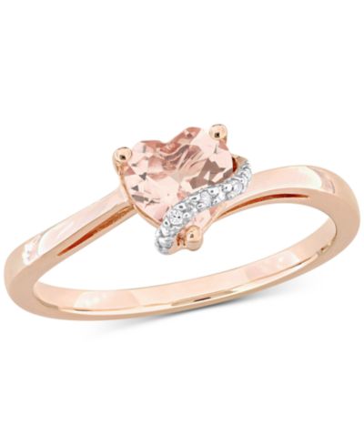 Кольцо с морганитом (5/8 ct. t.w.) и бриллиантовым акцентом в форме сердца из стерлингового серебра с напылением 18k Rose Gold