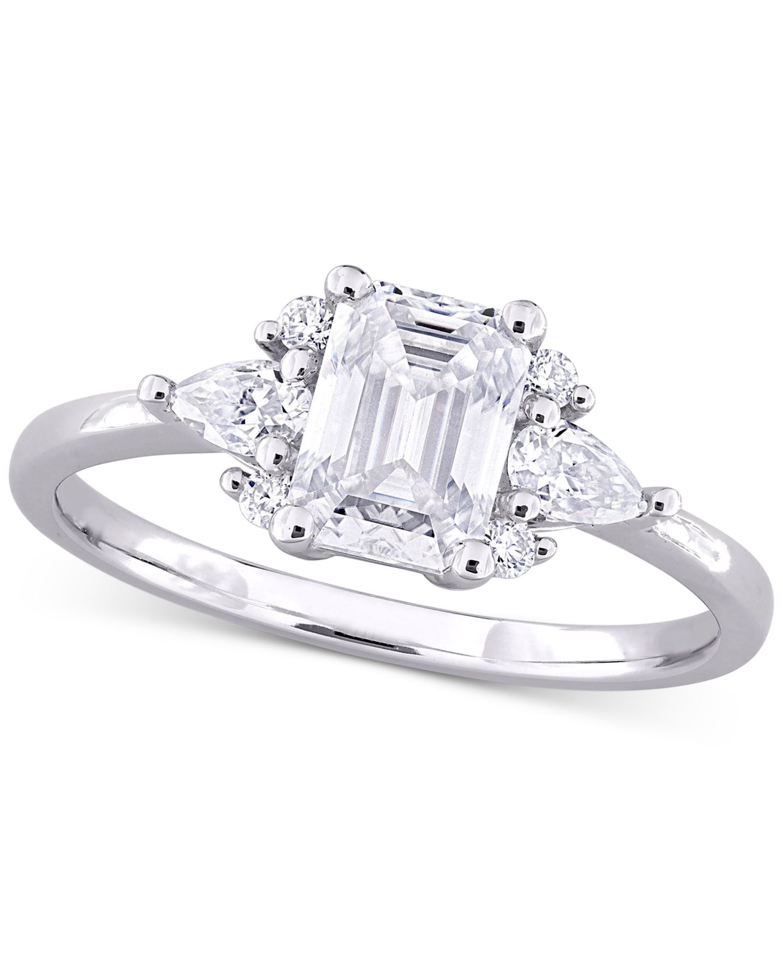 Moissanite (1-3/8 ct. t.w.) Octagon-Cut Cluster Engagement Ring in Sterling Silver