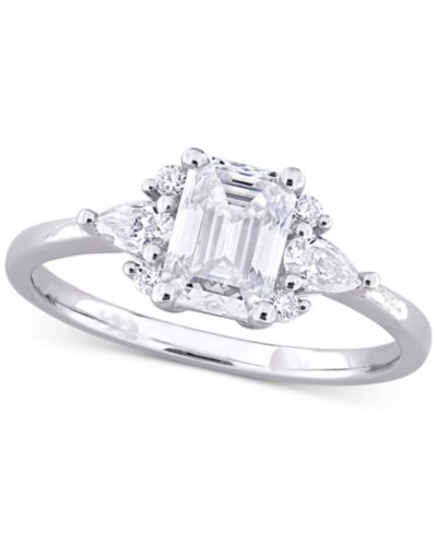 Moissanite (1-3/8 ct. t.w.) Octagon-Cut Cluster Engagement Ring in Sterling Silver