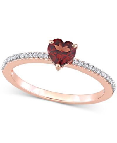 Помолвочное кольцо G.DeBrekht Garnet & Diamond Heart в 10k Rose Gold