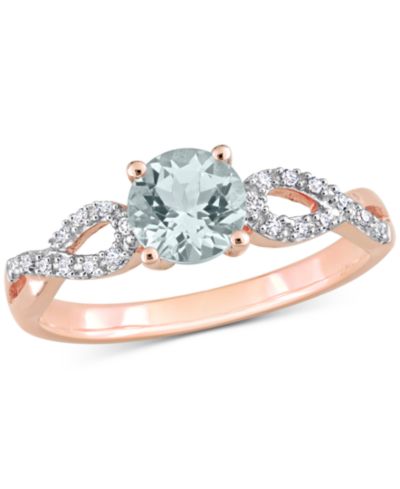 Aquamarine (3/4 ct. t.w.) & Diamond (1/10 ct. t.w.) Infinity Ring in 10k Rose Gold