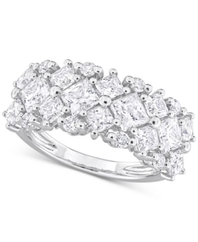 Кольцо Moissanite Mixed-Cut Cluster в серебре Sterling Silver